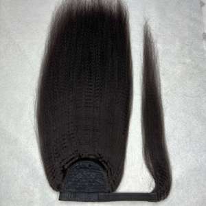 Precio al por mayor, cola de caballo, cutícula virgen alineada, trama de cabello humano, Color Natural negro, grado 1B 10A - Product Image 6