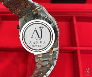 Montre chronographe à quartz en acier inoxydable Ice Cubed Diamond, cadran analogique 20 mm, ton or rose, bracelet, cadeau bijou - Product Image 4