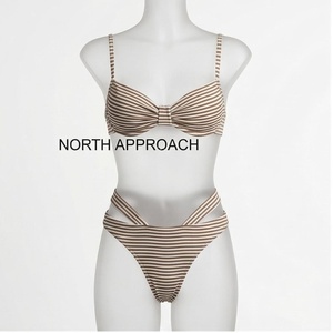 NORTH APPROACH Ensemble de bikini 2 pièces rayé pour femme, haut bandeau et bas string, maillot de bain évidé - Product Image 1