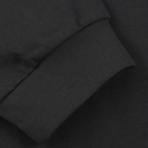 T-shirt noir uni oversize décontracté à manches longues, personnalisable avec logo, 100 % coton de haute qualité, col rond, respirant, style universitaire - Product Image 5