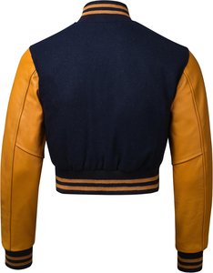 Top Trending Custom Logo 100% Cotton <b>Fleece</b> Cropped Women Varsity Jackets 2025 Ladies University Baseball Varsity Crop Jackets - Product Image 6