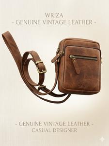 Sac bandoulière mini en cuir véritable Wriza Vintage pour homme – Sac à bandoulière décontracté de qualité supérieure, petit sac de voyage de créateur - Product Image 4