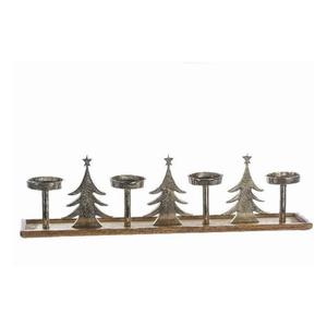 Portavelas de Madera con Decoración de Ciervo Metálico, Adorno Navideño para Mesa, Decoración Rústica para el Hogar, Artículo Decorativo Ecológico para Navidad - Product Image 3