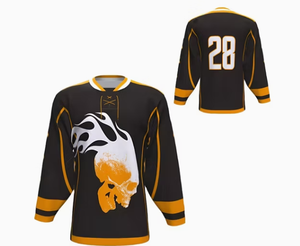 Maillot de hockey sur glace personnalisé, respirant, à séchage rapide, en polyester, nom de l'équipe, numéro du joueur, manches longues, col en V, vêtements de sport - Product Image 6