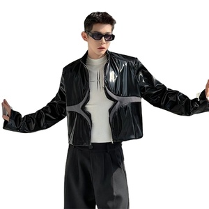 Chaquetas de lona de cuero genuino para hombre de estilo coreano Patchwork líquido doble cremallera moda suelta hueco impermeable transpirable nuevo - Product Image 1