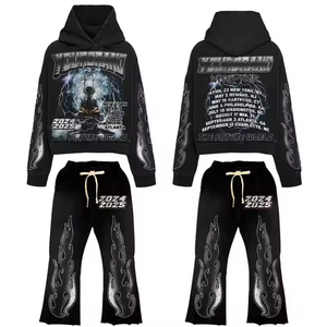 Ensemble de survêtement d'hiver pour homme avec capuche, broderie et design réfléchissant, couleurs/tailles personnalisables, 100 % coton, pour l'entraînement de football - Product Image 1