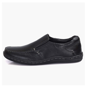 Mocassins en cuir véritable noir à bout rond, chaussures habillées de bureau pour hommes, semelle intermédiaire EVA amortie, semelle extérieure en caoutchouc, couleur unie - Product Image 3