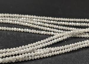 Perles de diamant blanc naturel facettées en forme de rondelle, brin de 14 pouces, perles de pierres précieuses en diamant en vrac pour la fabrication de bijoux, fournisseur en gros - Product Image 4