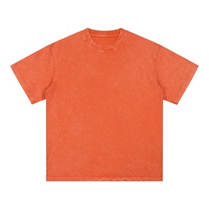 Camiseta de Manga Corta Oversize para Hombre, Color Naranja Sólido, Cuello Redondo, Estilo Casual, Tejido Jersey, 100% Algodón, Diseño Liso - Product Image 1