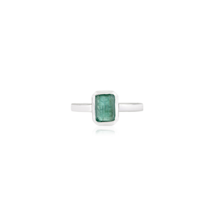 Classy High Quality 925 Sterling <b>Silver</b> Octagon Cut Natural <b>Emerald</b> Single Stone <b>Ring</b> For Women's Daily Wear Jewelry - Product Image 1