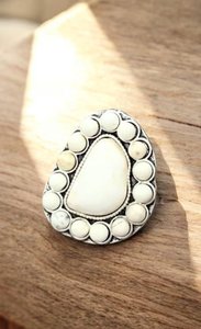 White Turquoise <b>Adjustable</b> Statement <b>Ring</b> Handmade Western Boho Gemstone Jewelry for Women Gift - Product Image 3