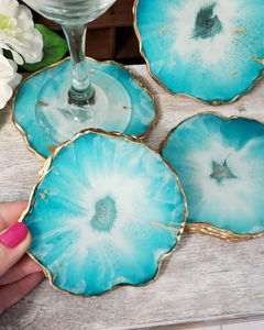 Hot Sale Top Quality Customize <b>Square</b> Round Wood Resin Coaster With Holder <b>Set</b> agate - Product Image 1