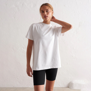 Camiseta Blanca de Algodón 100% para Mujer, Hombros Caídos, Corte Holgado, Estilo Casual Urbano, Personalizable con Logotipo, Lisa, OEM - Product Image 1