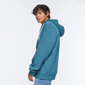 เสื้อฮู้ดซิปผู้ชาย สีเขียวอมฟ้า ทรงปกติ สวมใส่สบาย ผ้าฝ้าย 100% เฟรนช์เทอร์รี่ เหมาะสำหรับใส่ในฤดูใบไม้ร่วง - Product Image 4