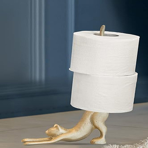 Cast Iron <b>Paper</b> Towel Holder, Metal Toilet or <b>Kitchen</b> <b>Paper</b> Holder for Floor or Countertop, Gold Cat Rool Holders - Product Image 2