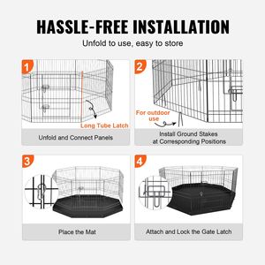 Recinto per Cani Pieghevole in Metallo a 8 Pannelli XL, 60 cm di Altezza, Gabbia per Cuccioli con Pali di Fissaggio e Tappetino Incluso - Product Image 3