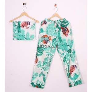 ชุดนอนผ้าฝ้ายพิมพ์ลายด้วยมือสุดเซ็กซี่เรียบง่าย 100% ผ้าฝ้ายเนื้อนุ่ม น้ำหนักเบา สวมใส่สบายสำหรับผู้หญิง รุ่นใหม่ล่าสุด - Product Image 3