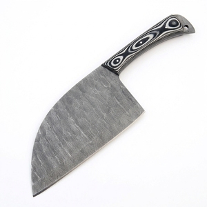 Cuchillo de carnicero ambidiestro hecho a mano de acero de Damasco con mango de madera y bolster, para cocina, cortar carne y huesos, directo de fábrica - Product Image 5
