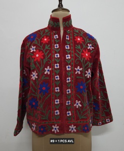 Velvet Suzani Elegent Embroidered free size <b>jacket</b> <b>in</b> bohemian traditional floral paisley for <b>Women</b> for all seasons - Product Image 2