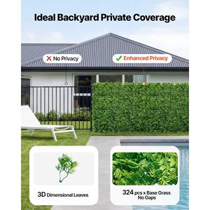 12 Pannelli di Bosso Artificiale 20x20 cm, Muro Vegetale per Protezione Solare, Sfondo Verde, Recinzione per Privacy, Decorazione Finta per Giardino - Product Image 3