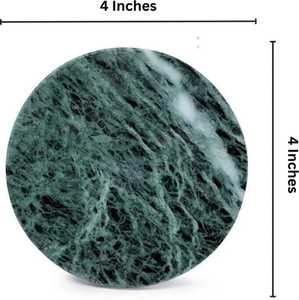 Natural White <b>Marble</b> <b>Coasters</b> Set Brass Holder Modern Stone Mats Non Slip Design Eco-Friendly Handmade 10mm Thick 100mm Diameter - Product Image 5