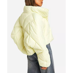 OEM Hot Sale Winter Casual Wear Women's Plain Dyed Polyester/Nylon Puffer Jacket Shinny Cropped Long Sleeve Oversized Waterproof - Product Image 6