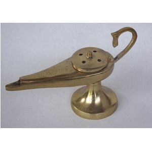 Quemador de incienso de lámpara de Aladino de aluminio con acabado de latón en bruto, lámpara de aceite tradicional marroquí, lámpara de genio Vintage, quemador de incienso adornado - Product Image 2