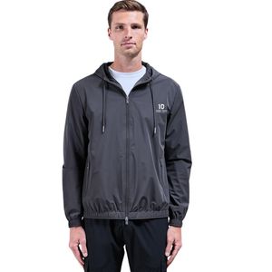 Veste coupe-vent légère à capuche pour homme, fermeture éclair intégrale, veste de sport décontractée pour l'extérieur, résistante à l'eau, poignets élastiques, cordon de serrage à l'ourlet - Product Image 1