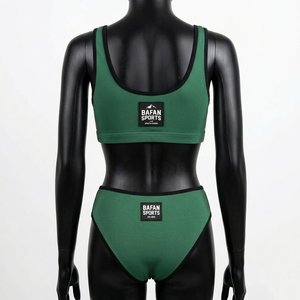 Women Two Piece <b>Bikini</b> <b>Set</b> 200 GSM Polyester Spandex Stretch Fabric Forest Green Swimwear Custom Logo Women <b>Bikini</b> <b>Set</b> - Product Image 4