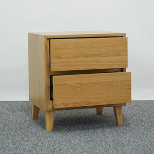 Mesa de Noche de Madera de Caucho con 2 Cajones para Dormitorio, Soporte OEM/ODM, Venta al por Mayor, Muebles de Fábrica de Vietnam - Product Image 1