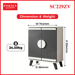 Essence Malaysia Modern 2-Door 4-Tier Knock-Down/DIY Shoe <b>Cabinet</b> SC229ZV White Dark <b>Grey</b> Chipboard MDF Living Room Entry - Product Image 6
