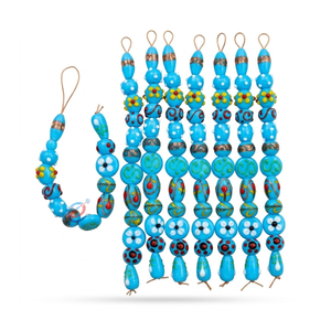 EXCEL EXPORTS Lampwork Glass <b>Beads</b> Turquoise Multi Shape Mixed Sizes Handmade | Craft <b>Beads</b> Jewelry Making DIY Strand 8x1x1 - Product Image 1