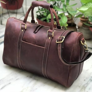 <b>Cabin</b> Size Genuine Leather Duffle <b>Bag</b> Vintage Weekender Travel <b>for</b> <b>Men</b> Women Large Capacity Carry-on Luggage Portable - Product Image 1