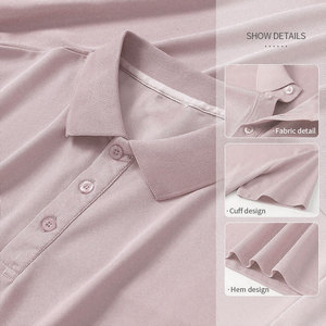 Men's Solid Color Short Sleeve Knitted Button Shirt 100% Polyester Breathable Casual Embroidery Logo Front ODM - Product Image 4