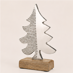 Vintage Design Home Decoration Sculpture Premium Quality Metal Christmas <b>Tree</b> With Natural Wooden Base For <b>Tabletop</b> Display - Product Image 3