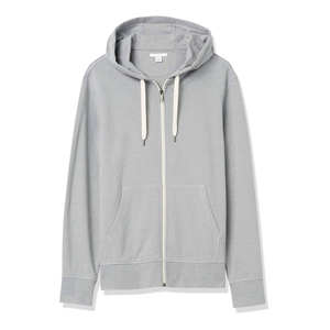 Venta al por mayor: Sudadera de algodón 100% de corte regular con bolsillo canguro en relieve, estilo casual largo, lavada, bordada, diseño de otoño, color liso. - Product Image 1