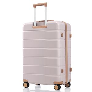 Set di valigie da viaggio in 3 pezzi con blocco TSA 20 24 da 28 pollici, ruote Spinner da 360 gradi, completo dorato grigio chiaro - Product Image 6