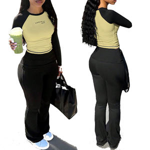 Women's Sets Yoga Set Workout Clothes Sports Gym <b>Legging</b> Fitness Long Sleeve <b>Crop</b> Top Yoga Suit 2 Pieces contrast Sportswear set - Product Image 2