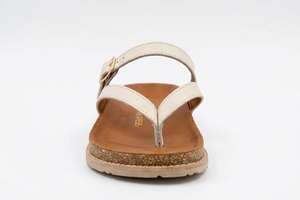 Sandalias Planas de Cuero Genuino Blanco, Punta Abierta, Cierre de Hebilla, Suela de Corcho, Zapatos de Verano - Product Image 3