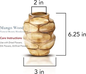 แจกันดอกไม้ไม้สีน้ำตาลแกะสลักด้วยมือ ดีไซน์รูปไข่แบบนามธรรมทันสมัย สำหรับตกแต่งบ้าน โต๊ะทางเข้า ห้องนั่งเล่น - Product Image 5