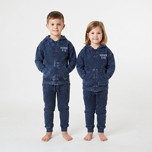 Conjunto de Sudadera con Capucha y Pantalones de Algodón para Niños, Estilo Oversize con Hombros Caídos, Lavado Ácido, Cremallera Completa, Unisex, Suministro de Fábrica - Product Image 5