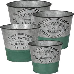 Meilleures ventes : Bac à fleurs en métal galvanisé avec poignée, taille haute, finition blanc cassé, pour la décoration de la maison et du jardin - Product Image 6