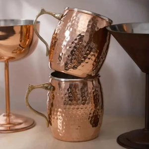 Vaso Clásico de Metal, Taza de Cobre 100% Puro Hecha a Mano, Taza de Cobre de Alta Calidad para Bebidas, Hotel, Bar, Hogar, Escuela - Product Image 1