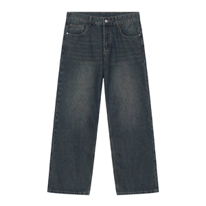 Jean en denim stretch fuselé pour homme, coupe classique, noir délavé, respirant, écologique, pour l'été, l'automne et le printemps, faible MOQ - Product Image 3