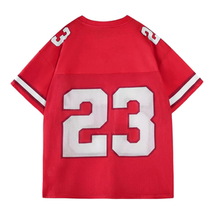Maillot de football rose à col en V en maille pour femme, coupe ample, manches courtes, respirant, numéro d'équipe 23, vêtements de sport - Product Image 4