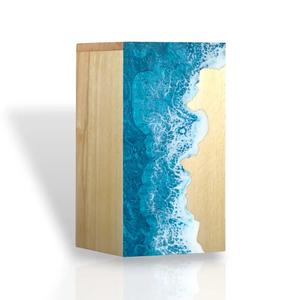 Urna Funeraria de Madera con Diseño Oceánico, Caja Conmemorativa Hecha a Mano, Urna de Cremación Inspirada en el Mar para Seres Queridos - Product Image 1