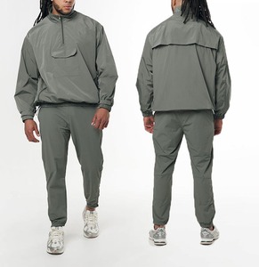 Two Piece <b>Men's</b> Nylon Polyester Windbreaker Tracksuit Streetwear Training Set Zip Windproof <b>Jacket</b> - Product Image 3