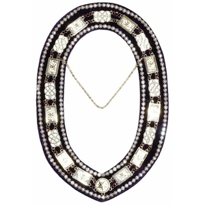 Grand Officers Blue Lodge Chain Collar - Silver Plated with <b>Purple</b> Velvet - Product Image 1
