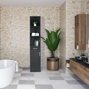 FCH Triamine une porte un tiroir trois compartiments armoire haute noir RT MDF salle de bain meubles muraux - Product Image 2