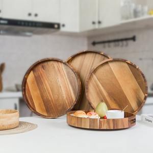 Grande assiette ronde en bois d'acacia pour pizza, pain, fromage, cuisine, table à manger - Product Image 2